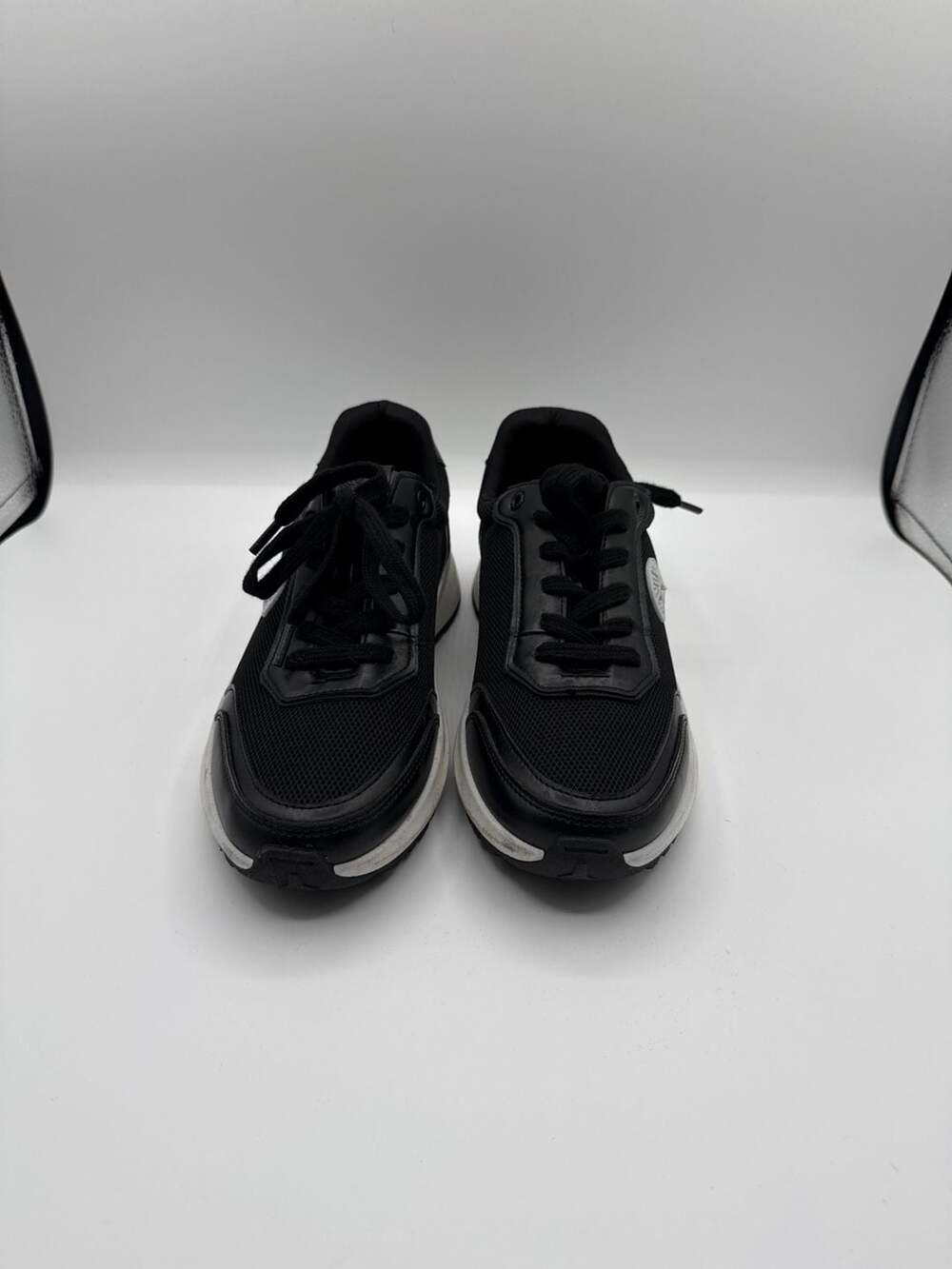Anne Klein Women's Black Mesh Fashion Sneakers with Lion Logo